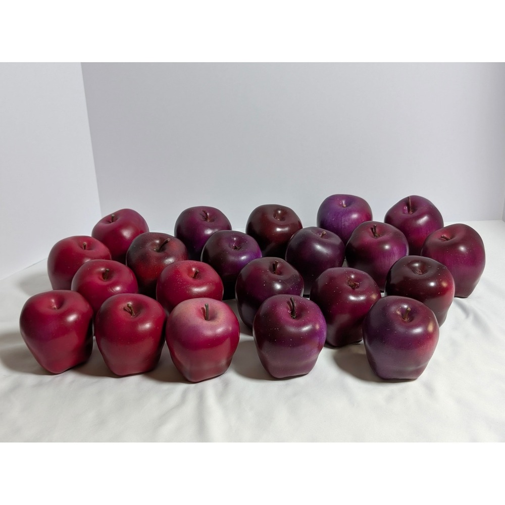 21 Piece Faux Apples Bulk Lot Artificial Fruit Red Purple Lenticels Plastic Foam